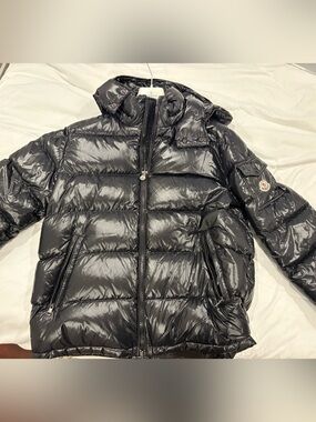 Authentic Moncler Shiny Black Quilted Puffer Jacket with Hood
